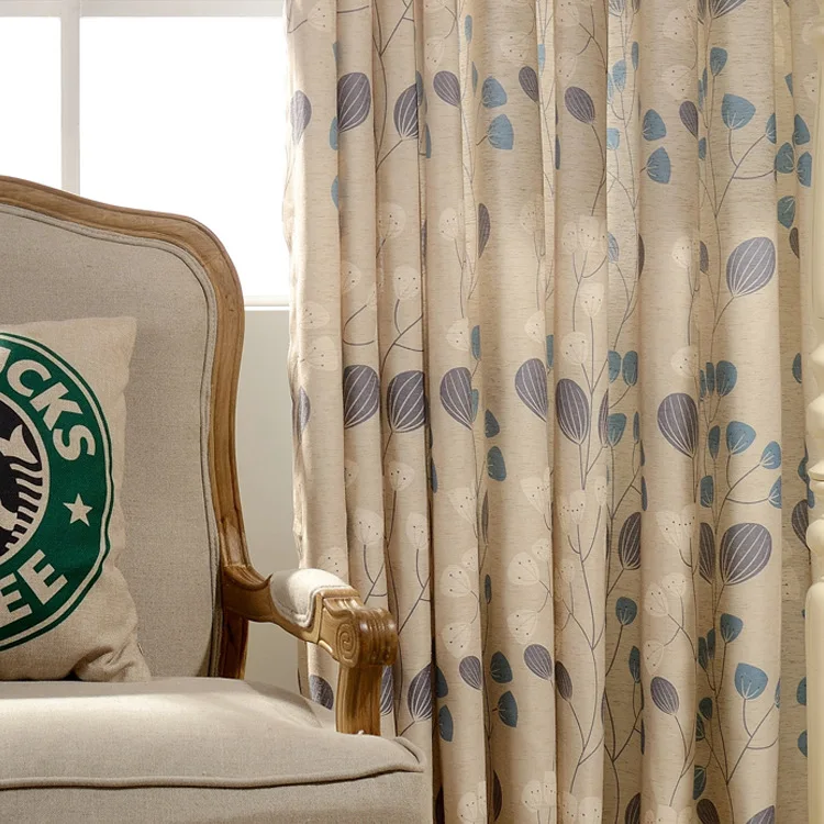 

Modern Simple Pastoral Style Curtains Cotton and Linen Printing Curtains for Bedroom for Living Room Blackout Curtains