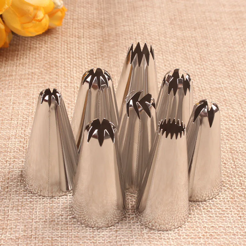 8Pcs/Set Cakes Decoration Set Multi Purpose Fondant Decor Silver Pastry Nozzle Cookies Supplies 304 Stainless Steel afbeelding