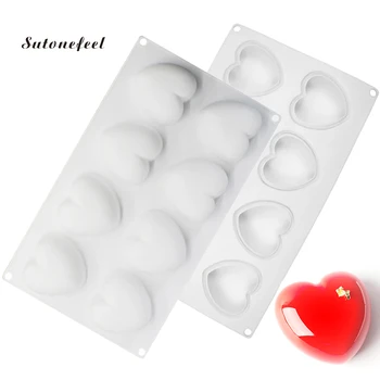 

8 Heart Shape Silicone Cake Mold French Dessert Mousse Baking Form Moulds Chocolate Jelly Mold Cake Decoration Tool