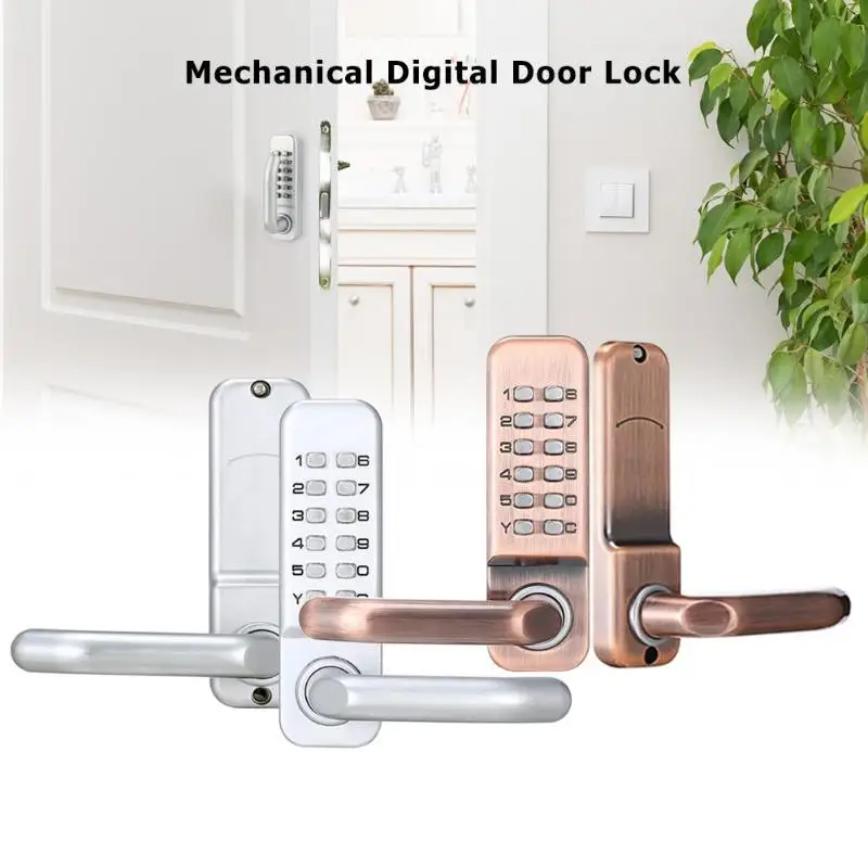 Keyless Mechanical Door Locks Keyless Digital Machinery Code Keypad Password Entry Door Lock  Zinc Alloy Doors Handle