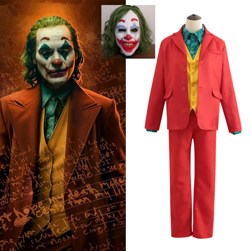 

Suicide Squad cosplay Joker costume Halloween Carnival Purim Party Joker Origin Movie costume Adult Kids Joker suit Mask