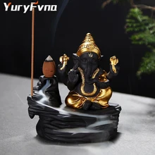 YuryFvna обратный поток Ганеша Курильница конусы держатель горелки слон Бог фигурка украшения дома и офиса