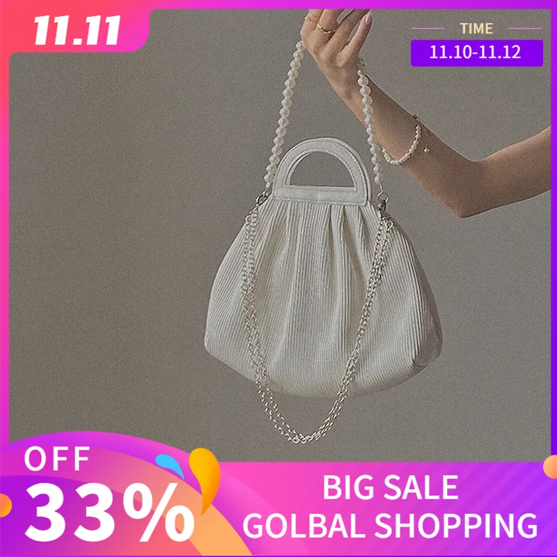 

GOPLUS Vintage Handbag for Women 2020 New Pearl Chains Baguette Bag Female Shoulder Messenger Dumpling BagBolsa Mujer