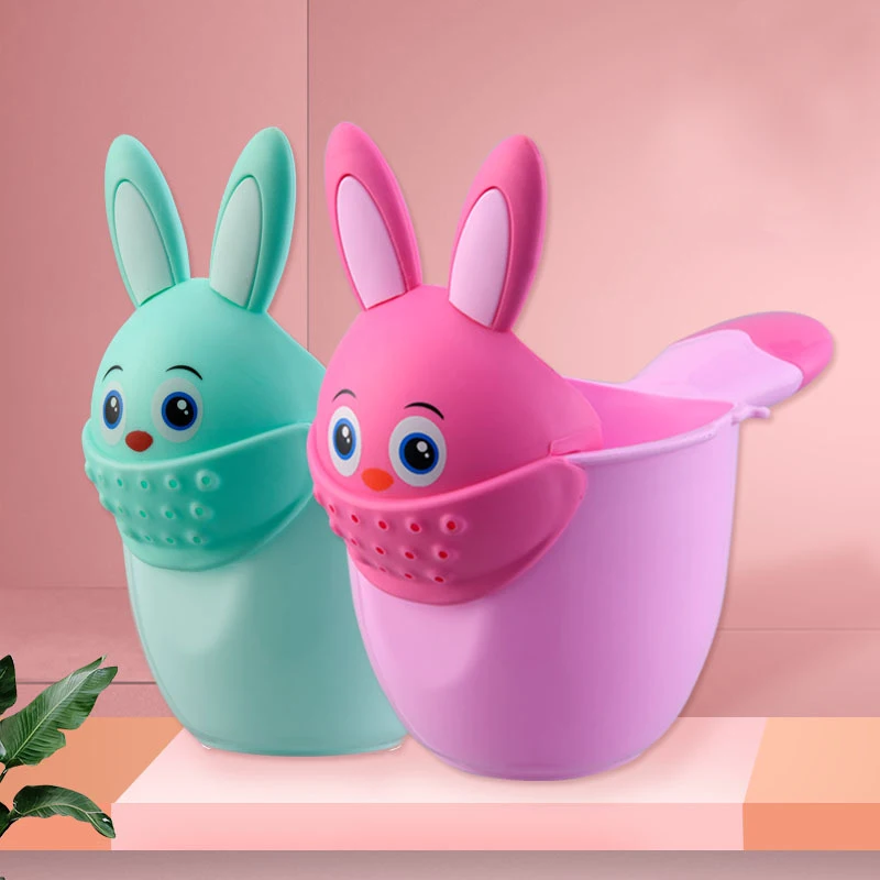 Детские шапочки для ванной с мультяшным Кроликом, чашка для шампуня, детский купальный Байлер, ложка для душа для малышей, детская чашка для мытья волос, детский банный инструмент