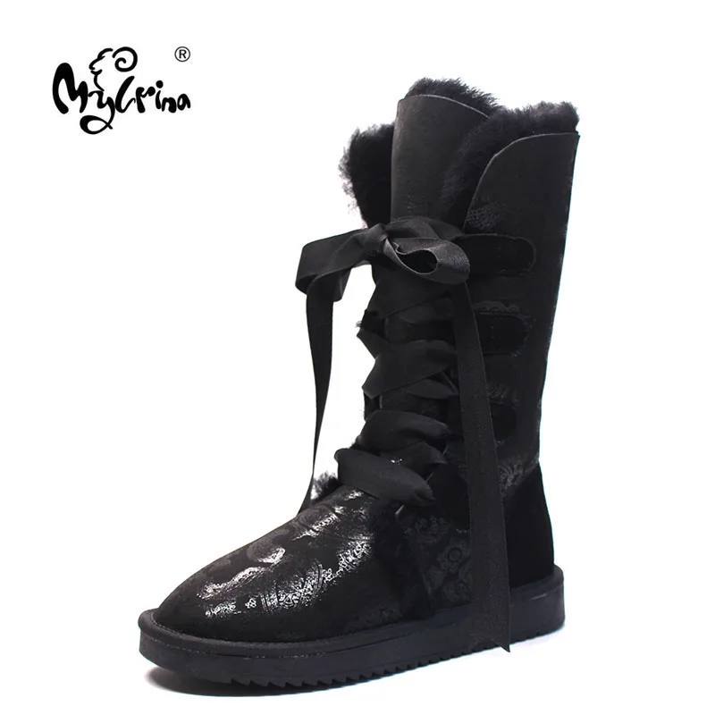 Хит продаж модные женские сапоги на натуральном меху зимние из натуральной
