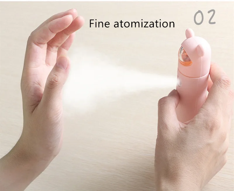 USB Pink Air Humidifier Bear Rabbit Portable Clean Care Skin Nano Spray Aroma Diffuser Facial Hydrating Spray Steamer