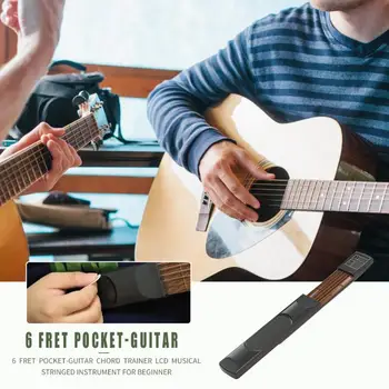 

Portable 6 String Fret Pocket-guitar Chord Trainer with Screen Display Guitar Practice Tool Musical Stringed Instrument