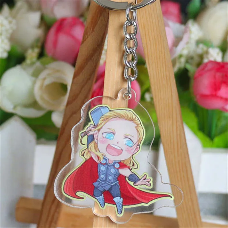 Thor LXJERY 15 видов стилей мультфильм брелок супер герой Marvel Мстители Акриловые брелок школьный декор кулон брелок - Цвет: Thor