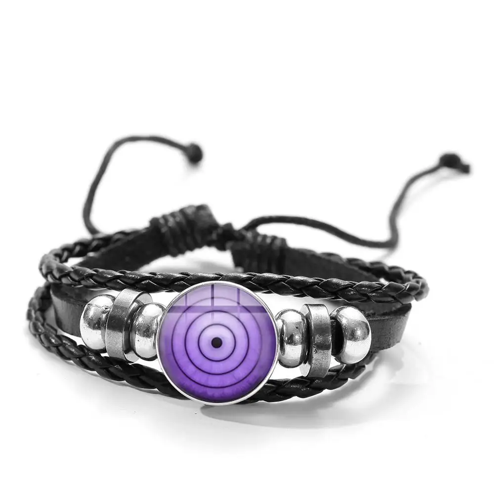Style 2 SONGDA Naruto Shippuden Anime Leather Bracelet Uchiha Sasuke Icon Glass Round Photo Handmade Beaded Bracelets Fashion Fans Gift - Окраска металла: Style 2