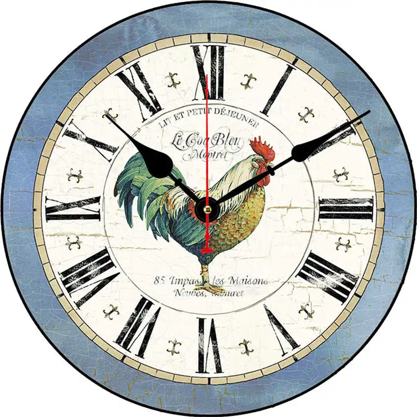 Chicken Clock S Цветочные антикварные настенные часы, настенные часы в винтажном стиле, большие часы настенные, круглые Horloge, ретро деревенские декоративные - Цвет: Chicken Clock S