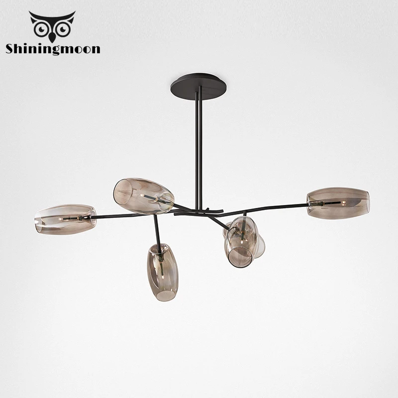 

French Luxury Clear Glass Chandelier Lighting Creative Home Decoration Iron Modern Led Chandeliers Bar Cafe Hanging Lamp Lustre