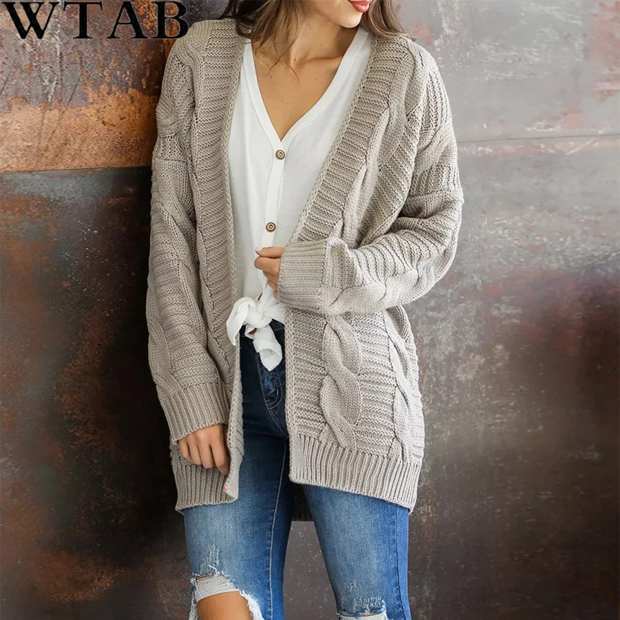 WTAB 2019 Autumn Winter Batwing long Sleeve Knitwear Cardigan Women smooth Knitted Sweater design Female Jumper Coat |