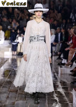 

Luxury Runway Women 2020 Spring Autumn Evening Long Lace Dress Maxi Lady White High Street Ladies Dresses Party Vestido