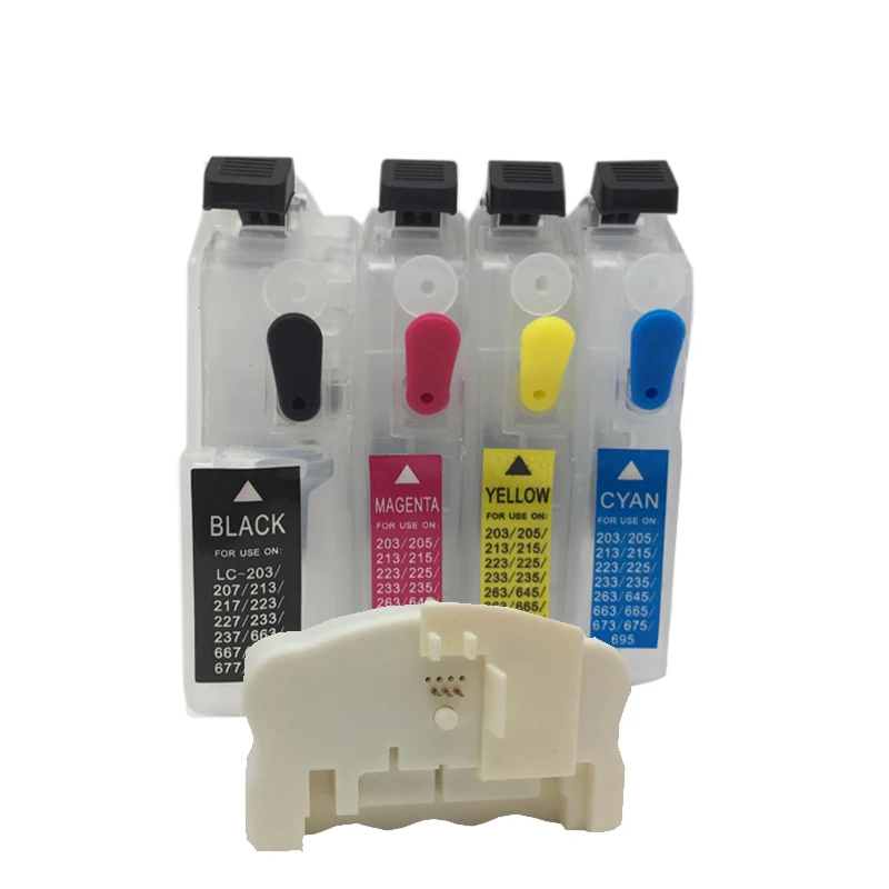 Einkshop QE-665 чип Resetter + многоразовый чернильный картридж для brother LC203 LC205 LC207 LC211 LC213 LC215