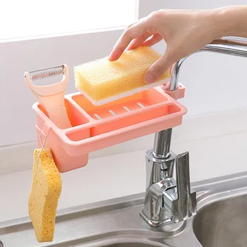 

Kitchen Sink Faucet Rack Storage Shelf Sponge Soap Dish Cloth Drain Rack Pool Plastic Organizador De Cocina Home Garden BE50SA