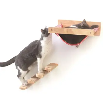

Wall Mounted Cat Hammock Wood Climbing Frame Shelf Kitty Platform House for Sleeping Playing Climbing Lounging