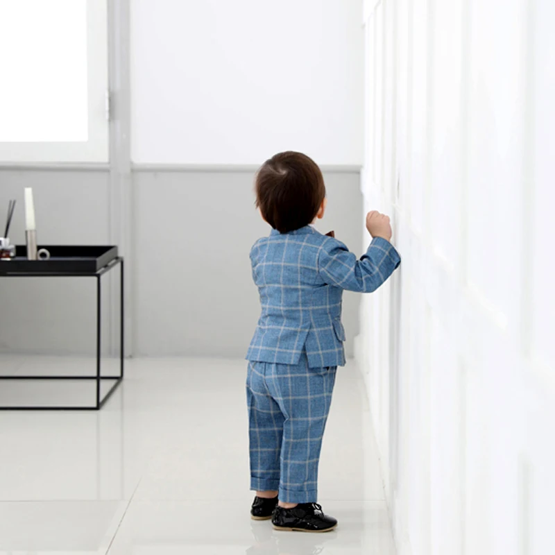 Boys Party dress Tuxedo Boys Dinner Suits Formal Suits Tuxedo for Kids Formal Occasion blue Lattice For Little Boy boys suits