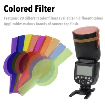 

20PCS Color Gels Filters Camera Photographic Gels Flash Filter Set For Godox V1