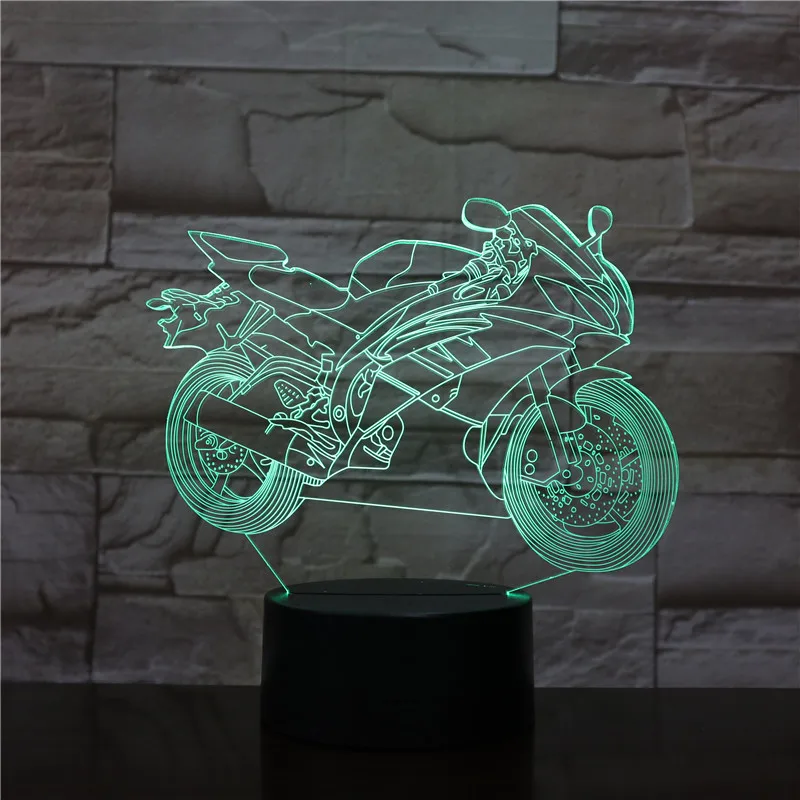 3D-2021 Крутой Мотоцикл 3D лампа ночник USB/на батарейках светодиодный ночник лампа визуальный световой эффект подарок для любителей мотоциклов - Испускаемый цвет: 3D-2021