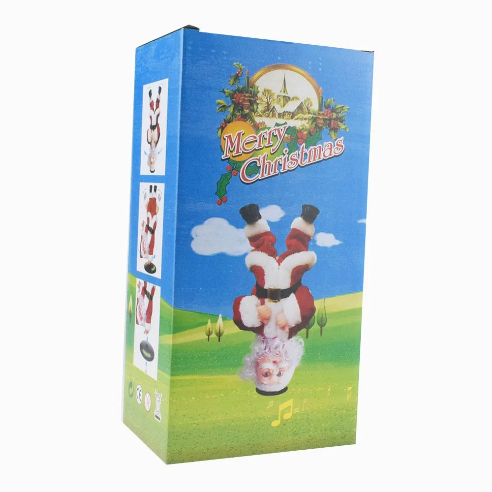 Рождественская игрушка Детская электрическая голова Санта-Клауса перевернутый вращающийся Санта-Клаус рождественские куклы украшения семейные вечерние