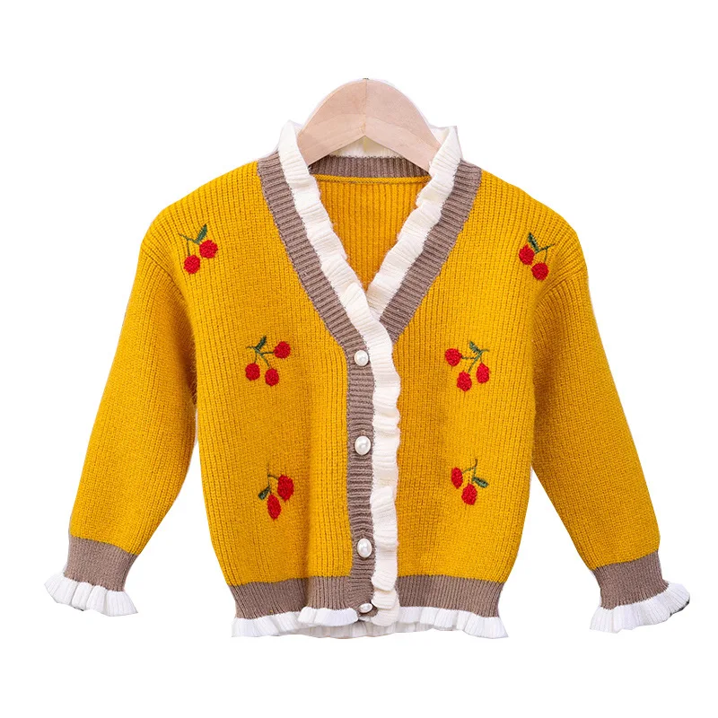 cherry winter lovely baby girl sweater knitted cardigans toddler girls sweater christmas winter autumn girl clothing