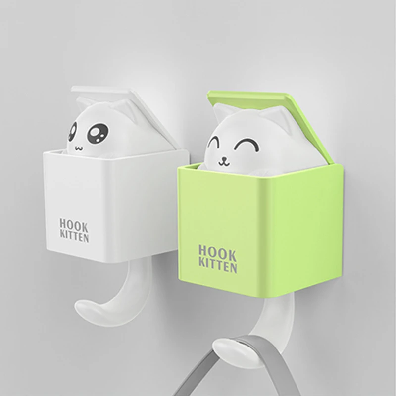 1 個の強力な粘着フックかわいい猫ウォールハングフック服帽子スカーフキー動物ハンガー壁の装飾で送料パンチ Hooks Rails Aliexpress