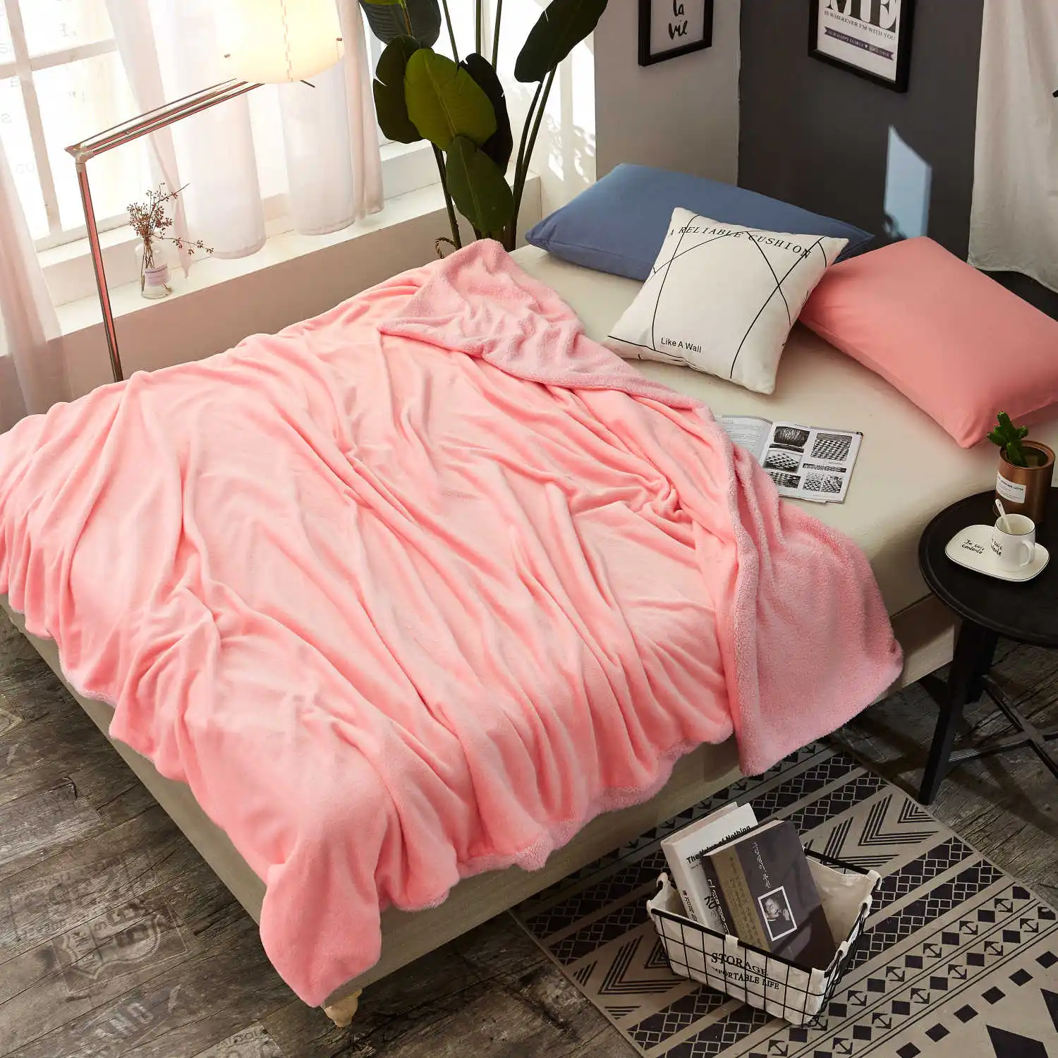 Pink double side 2 в 1 Многофункциональное зимнее одеяло Фланелевое и кашемировое ткань супер мягкий диван-кровать одеяло s покрывало пододеяльник - Цвет: Pink double side