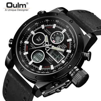 

Oulm Fashion Luxury Brand Men Waterproof Military Sports Watches Men's Quartz Analog Leather Wrist Watch relogio masculino
