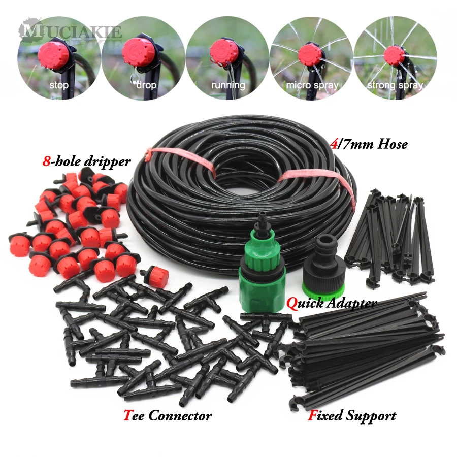 Automatic Micro Drip Irrigation System Watering Hose Garden Plant Self DIY US Automatic Micro Drip Irrigation System Watering Hose Garden Plant Self DIY US