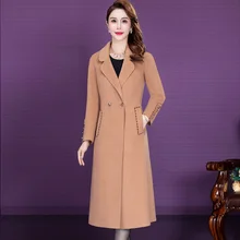 

Winter Woolen Coats Fashion Women Blends Wool Jacket Long Temperament Slim Overcoat Korean Elegant Suit Collar Woolen Coat L-5XL