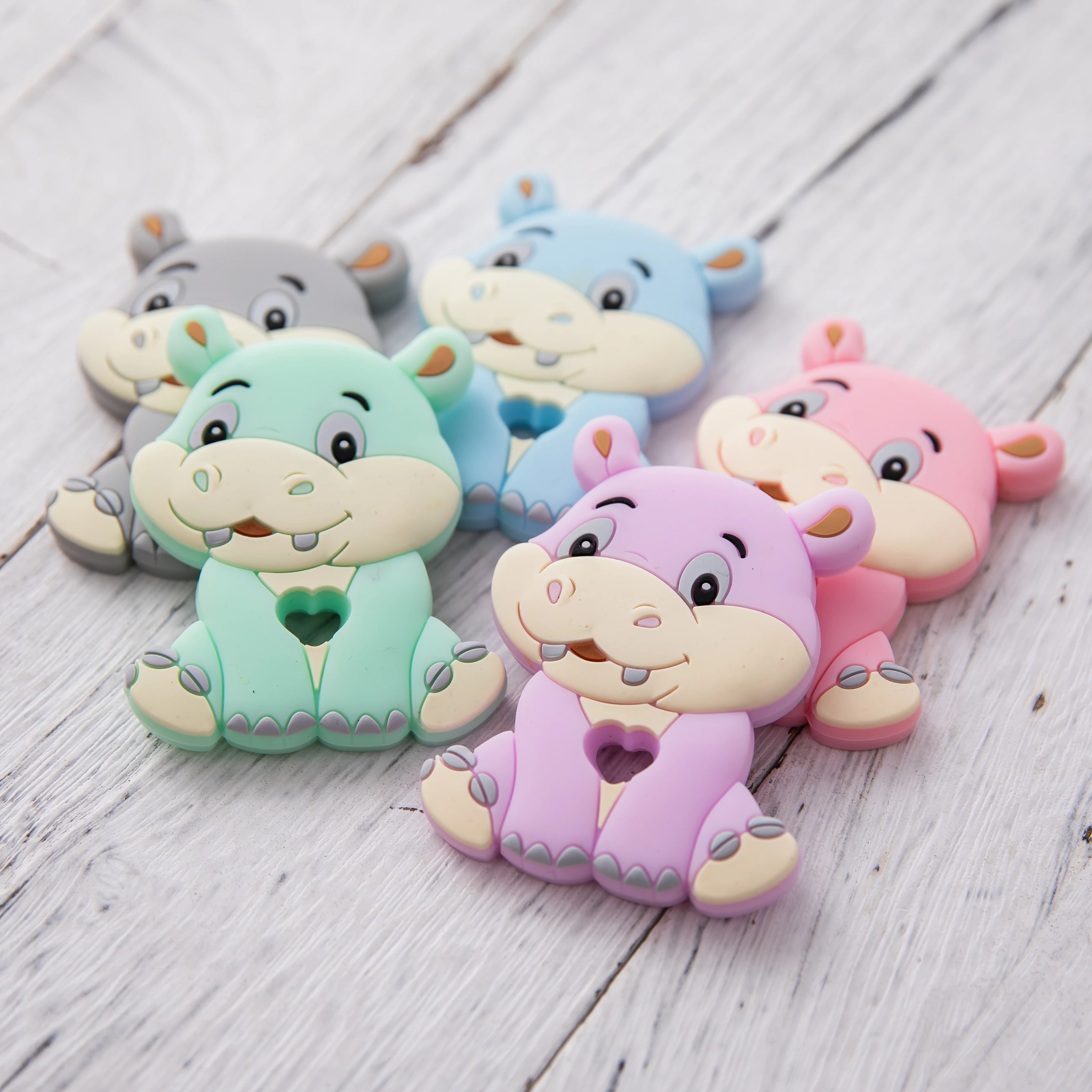 

1pc Silicone Teether Hippo Cartoon Animal Shape Rodents Teething Food Grade Infant Chewable Toys Baby Teether For Newborns Toys
