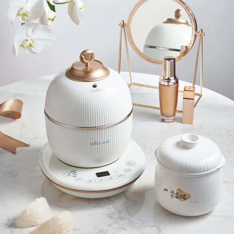 220V 350w Mini Electric stew Slow cooker 0.6L ceramic Bird's Nest Stew cup 1L 304 stainless steel pot Timing Reservation