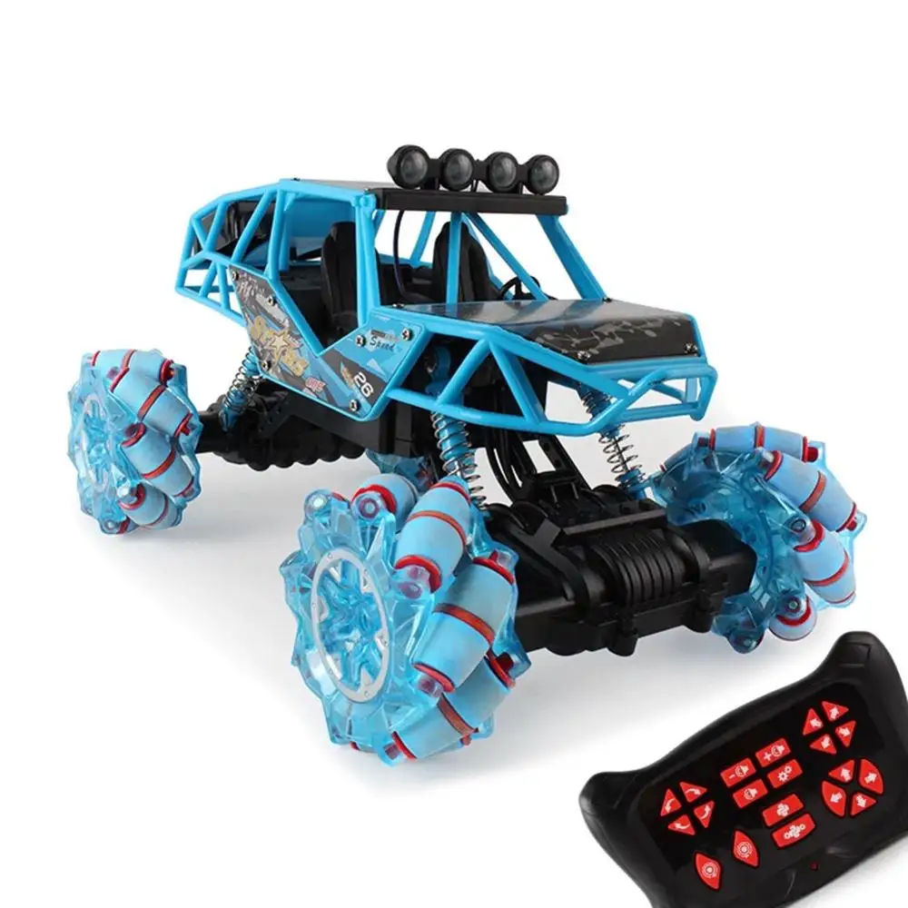 Синий RC автомобиль 4WD всенаправленный Дрифт трюк король Багги скалолазание автомобиль с светильник музыка танец 360 градусов вращающийся пульт дистанционного управления автомобиль игрушки - Цвет: Синий
