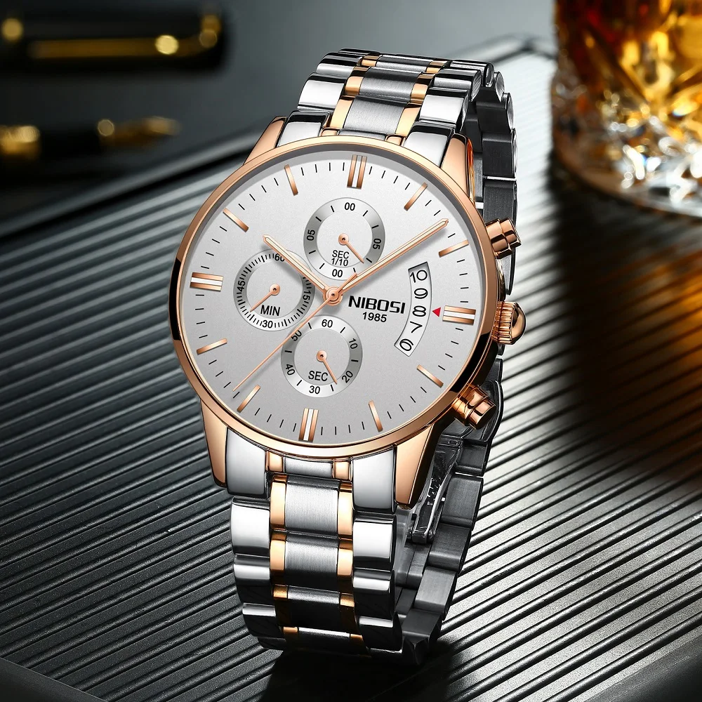 NIBOSI Relogio Masculino Luxury Men Watches Top Brand Men's Quartz Clock Waterproof Sports Chronograph Wristwatches Montre Homme