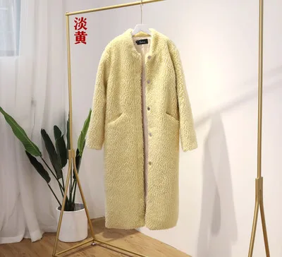 Light yellow Зимнее пальто негабаритных толстых пальто из искусственного меха Женские однотонные плюшевые пальто и куртки женские теплые меховые пальто 8 цветов abrigo mujer - Цвет: Light yellow