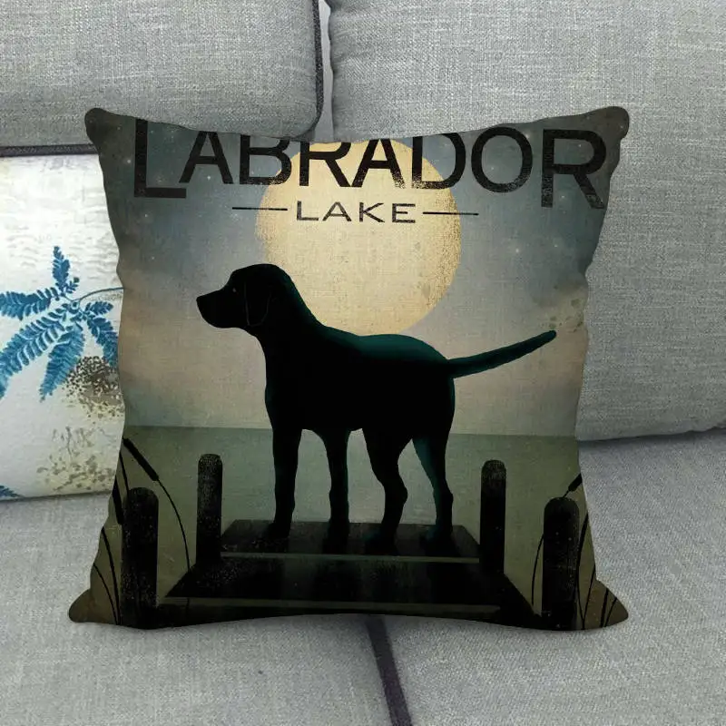 45cm*45cm dog on boat animals design linen/cotton throw pillow covers couch cushion cover home decor pillow