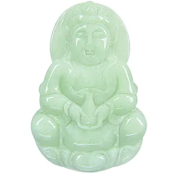 

LETSFUN Fine Jewelry Natural Jadeite Jade Hand Carved Kwan yin Buddha Pendant Necklace Jewelry Pendant necklace Free Shipping