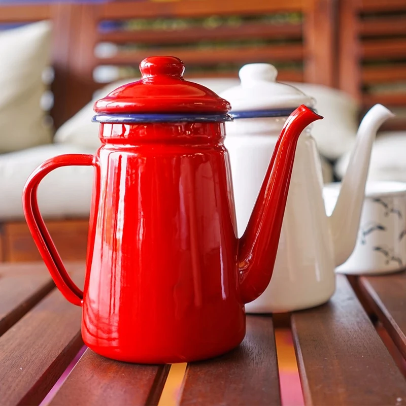 

1.1L Enamel Coffee Pot Hand Tea Kettle Induction Cooker Gas Stove Universal