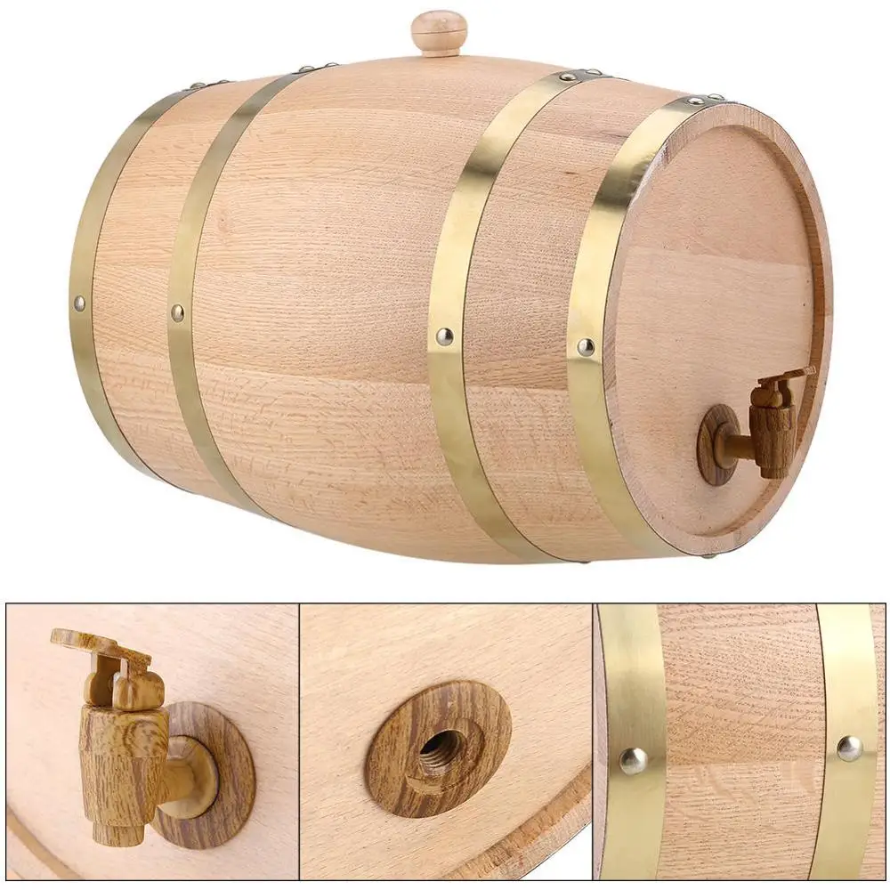 Details about   5 Liter Oak Barrel For Storage Wine Whiskey Spirits Pine wood Barrel Wooden Kegs 