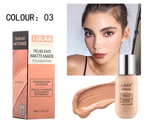 03 Skin Color LULAA Youth Velvet Foundation Профессиональная Матовая основа с полным покрытием для макияжа BB крем водостойкий консилер Жидкая Основа 35 мл - Цвет: 03 Skin Color