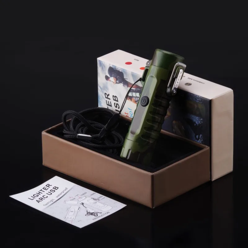 ELEG-многофункциональная Usb Водонепроницаемая двойная дуговая зарядка зажигалка с фонариком Светодиодная лампа