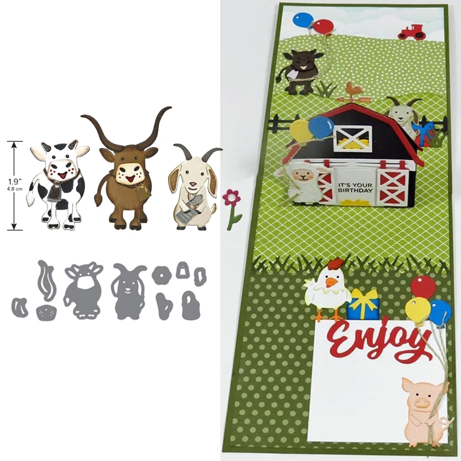 

Happy Animals Cow Cattle Goat Flowers Exquisite Decorations Metal Cutting Dies For DIY Scrapbooking Album Paper Card New 2020