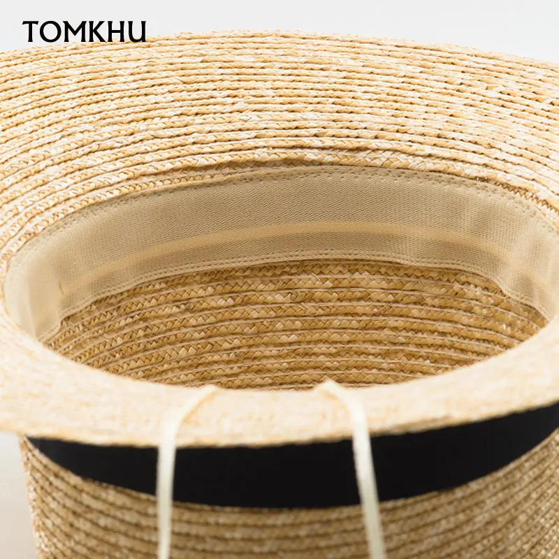 Fashion Summer Women Wide Brim Natural Straw Hat Chapeau Female Sun Hats Boater Black Panama Beach Hat Sombrero Mujer Fedora Cap 5