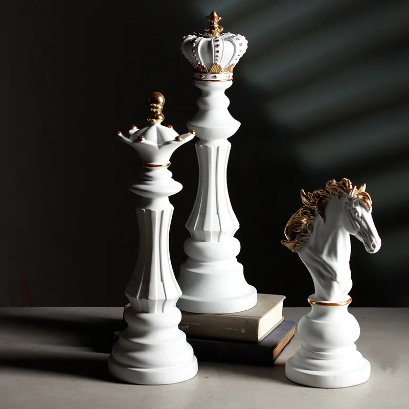 Resin Chess Statue For Home Decor Sculpture International Chess Ornaments Figurines for Interior Chessmen Decoration Accessories Just6F