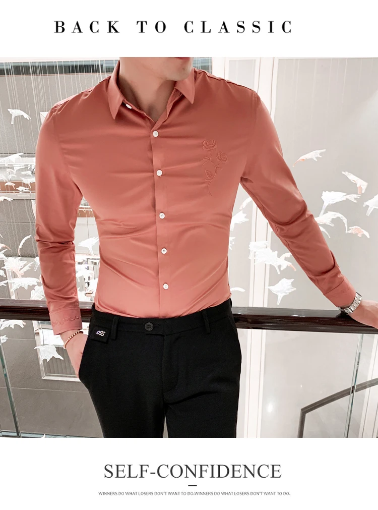 Camisa Masculina Новая Корейская мужская рубашка с вышивкой Kemeja Pria, приталенная Мужская рубашка с длинным рукавом, весна
