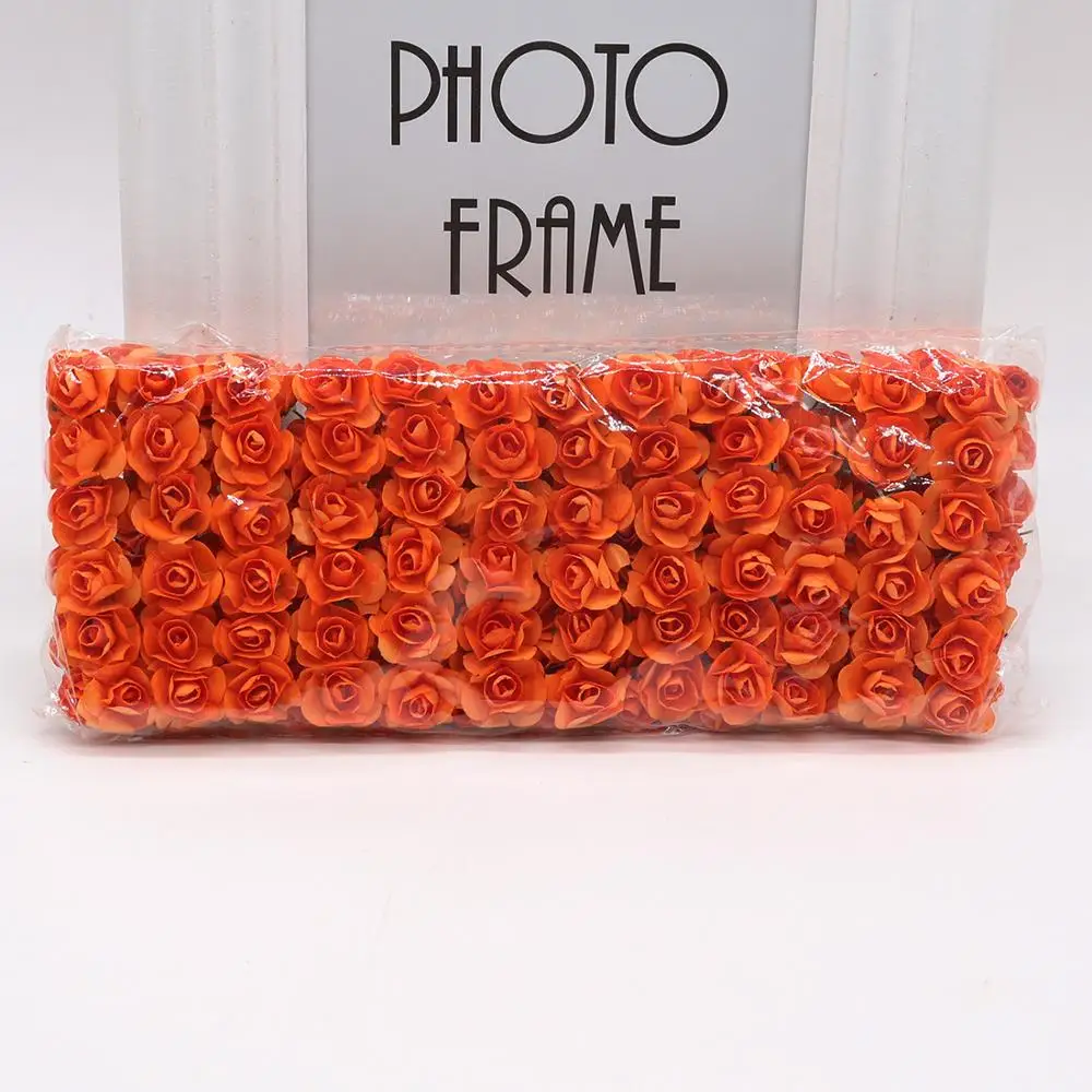 144 шт./лот, 1,5 см, искусственные маленькие бумажные розы ручной работы, вечерние принадлежности, свадебные украшения для автомобиля, искусственные цветы - Цвет: 3