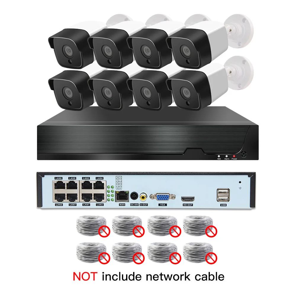 8ch 3MP POE комплекты H.265 системы видеонаблюдения PoE NVR Открытый водонепроницаемый Пуля IP камера сигнализация видеонаблюдения Видео P2P P6Spro - Цвет: 8cams NO cable