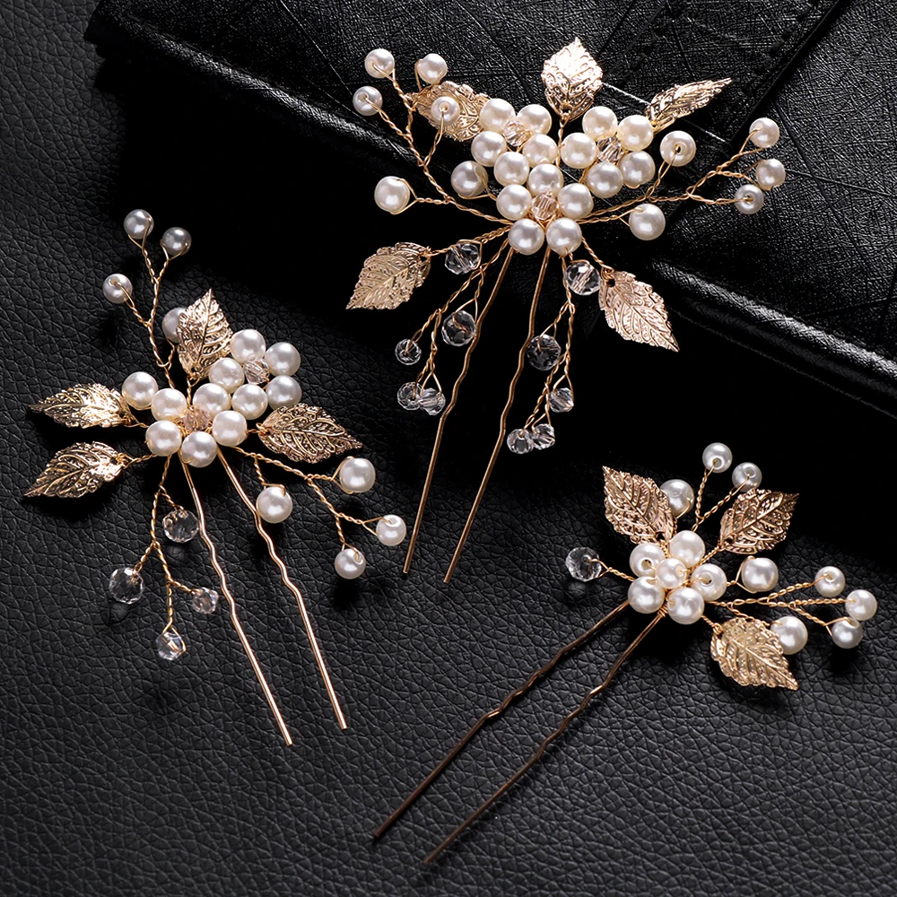 Women Pearls Hairpins Wedding Hair Clips Headpieces Hair Forks For Bridal Hairstyle Crystal Jewelry Accessories jewelry accessories hair accessory hair clip hair headdress bridal headwear pearl hairpins