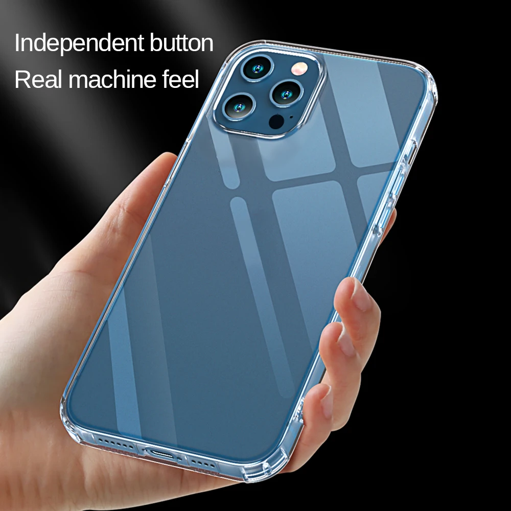 Transparent airbag case for apple iphone aiphone aifon 12mini 12 mini iphone12 pro max clear soft silicone shockproof coque capa