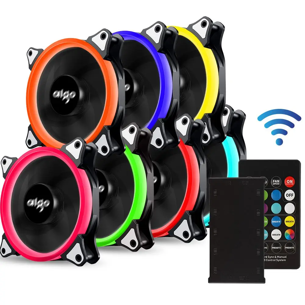 Aigo чехол для компьютера PC охлаждающий вентилятор 120 мм RGB светильник регулируемый светодиодный тихий вентилятор+ ИК пульт дистанционного управления для компьютера кулер для процессора охлаждающий RGB чехол для вентилятора - Цвет лезвия: 8 fan and controller